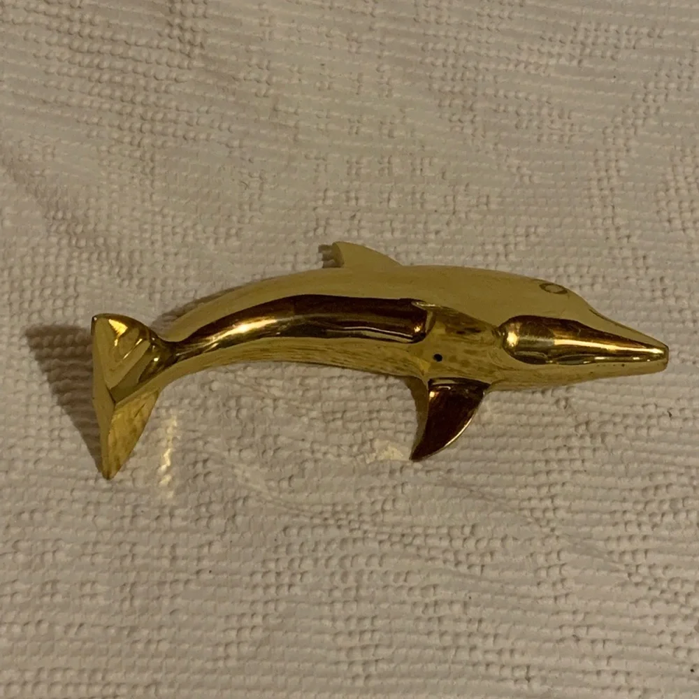 Mid-Century Modern Brass Dolphin Figurine - Picture 4 of 7